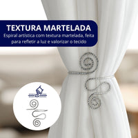 Kit 02 Prendedores de cortina Moderno Aspiral Dupla de Metal