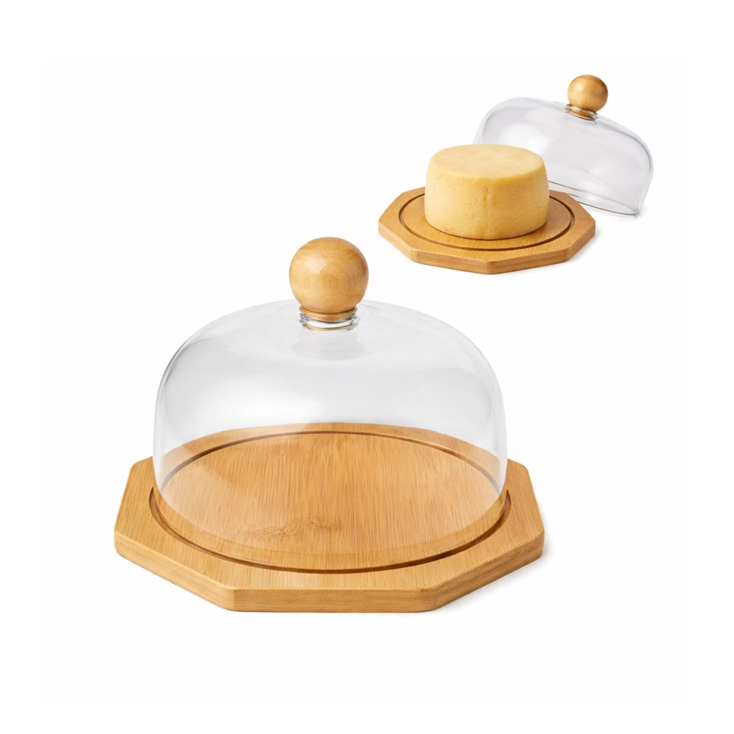 Queijeira de Bambu com Tampa de Acrílico 16x16