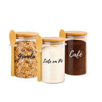 Pote Personalizado Hermético em Bambu 750ml Com Colher