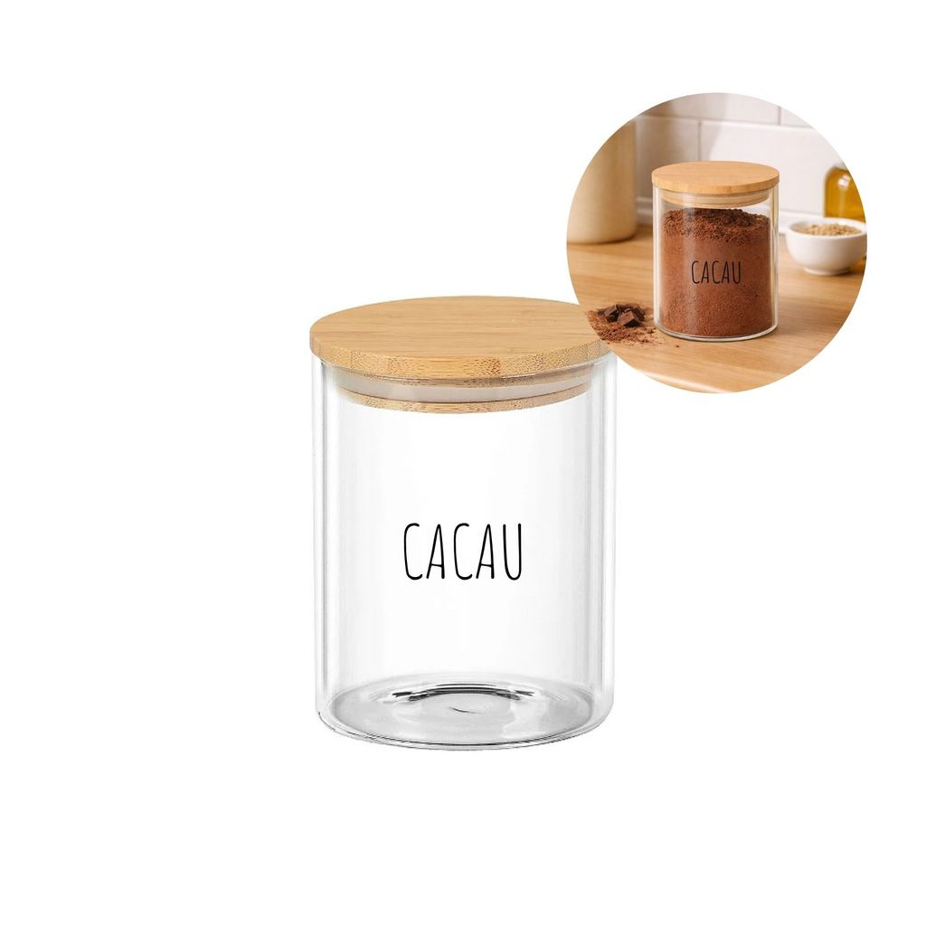 Potes Herméticos para Temperos de Vidro com Tampa de Bambu Personalizado 6x8