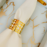 Kit 04 Anel Porta Guardanapo De Metal Vazado Geometrico