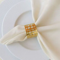 Kit 04 Anel Porta Guardanapo De Metal Vazado Geometrico