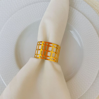 Kit 04 Anel Porta Guardanapo De Metal Vazado Geometrico