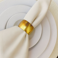 Kit 04 Anel Porta Guardanapo de Metal Linhas Douradas