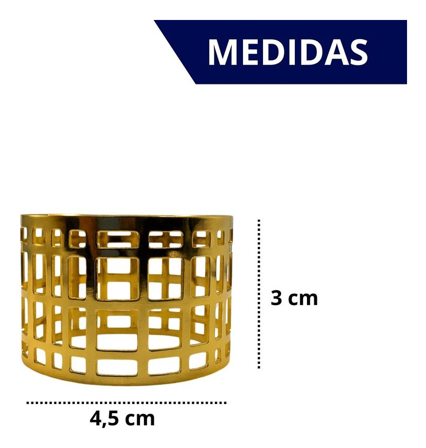 Kit 04 Anel Porta Guardanapo De Metal Vazado Geometrico