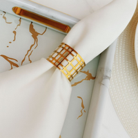 Kit 04 Anel Porta Guardanapo De Metal Vazado Geometrico