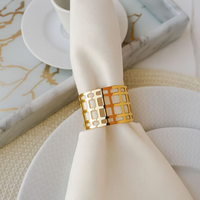 Kit 04 Anel Porta Guardanapo De Metal Vazado Geometrico