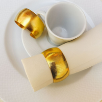 Kit 04 Anel Porta Guardanapo de Metal Linhas Douradas