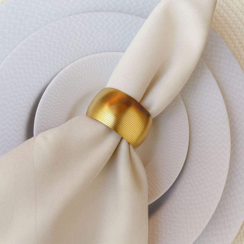 Kit 04 Anel Porta Guardanapo de Metal Linhas Douradas