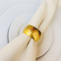 Kit 04 Anel Porta Guardanapo de Metal Linhas Douradas