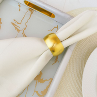 Kit 04 Anel Porta Guardanapo de Metal Linhas Douradas