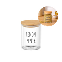 Potes Herméticos para Temperos de Vidro com Tampa de Bambu Personalizado 6x8