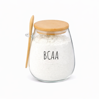 Pote Hermético de Vidro com Tampa de Bambu e Colher Com Escrita Grande 1Litro