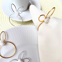 Kit 06 Anel Porta Guardanapo Argola  Mesa Posta Páscoa Coelho Metalizado