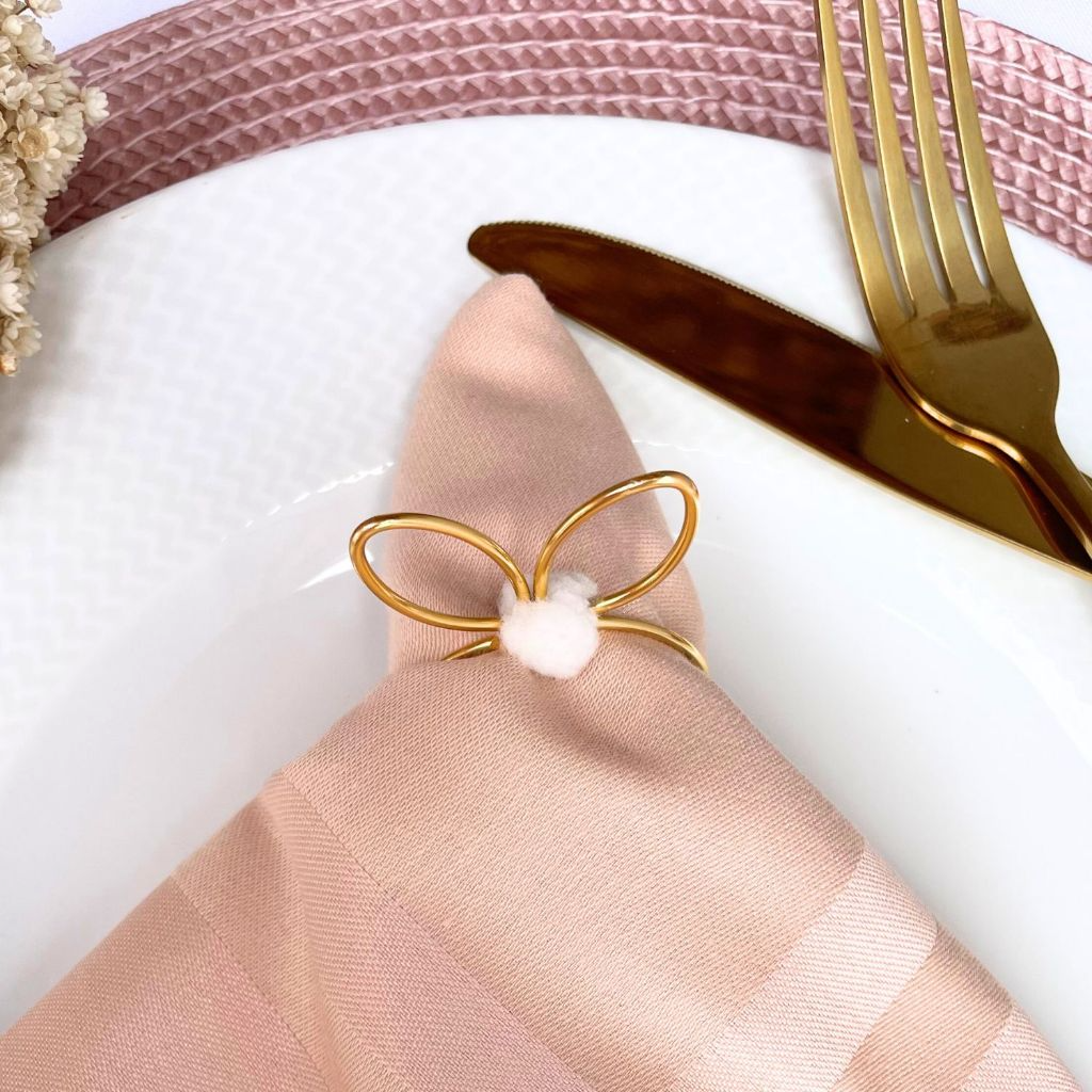 Kit 06 Anel Porta Guardanapo Argola  Mesa Posta Páscoa Coelho Metalizado