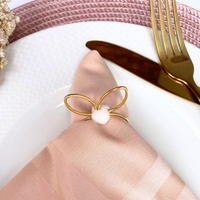 Kit 06 Anel Porta Guardanapo Argola  Mesa Posta Páscoa Coelho Metalizado