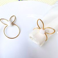 Kit 06 Anel Porta Guardanapo Argola  Mesa Posta Páscoa Coelho Metalizado