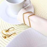 Kit com 04 Argola Porta Guardanapo Mesa Posta Minimalista Dourado Casamento