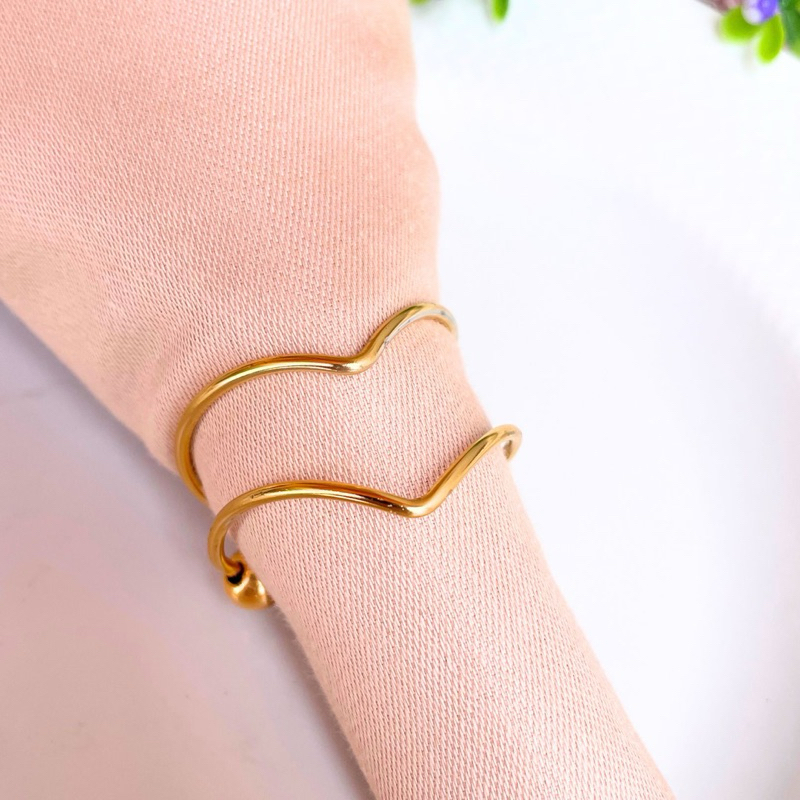 Kit com 04 Argola Porta Guardanapo Mesa Posta Minimalista Dourado Casamento