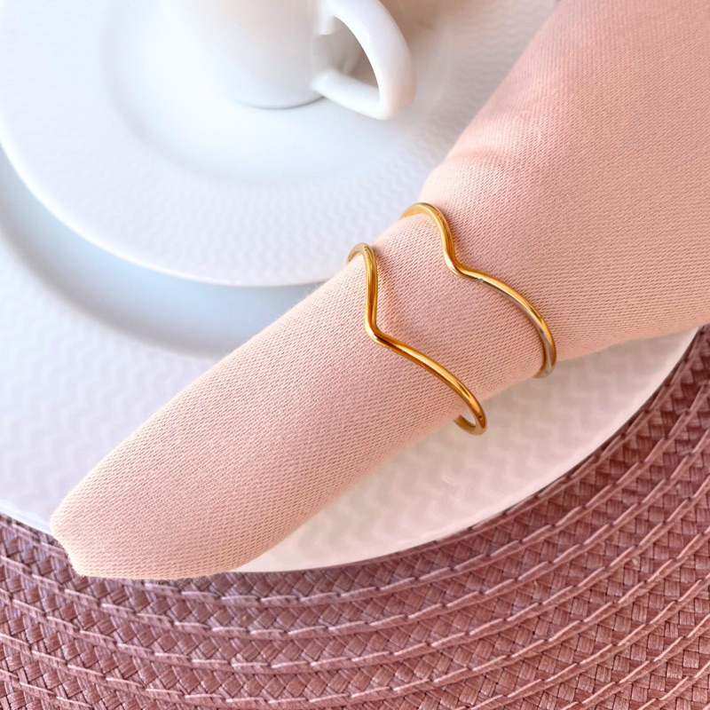 Kit com 04 Argola Porta Guardanapo Mesa Posta Minimalista Dourado Casamento