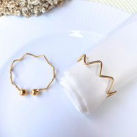 Kit 6 Anel Porta Guardanapo Casamento Mesa Jantar Ondas Dourado