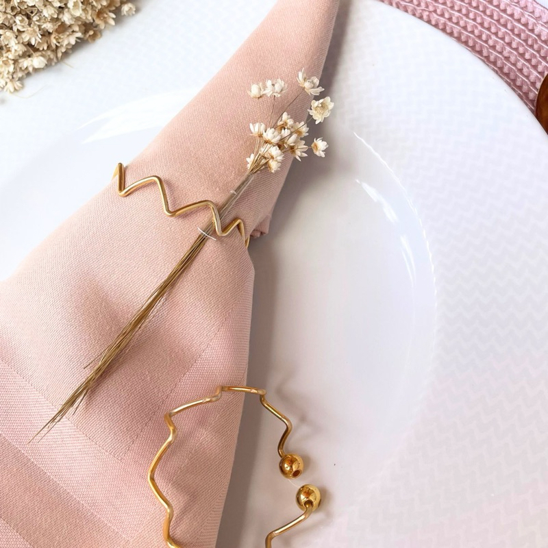 Kit 6 Anel Porta Guardanapo Casamento Mesa Jantar Ondas Dourado
