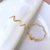 Kit 6 Anel Porta Guardanapo Casamento Mesa Jantar Ondas Dourado