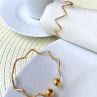Kit 6 Anel Porta Guardanapo Casamento Mesa Jantar Ondas Dourado
