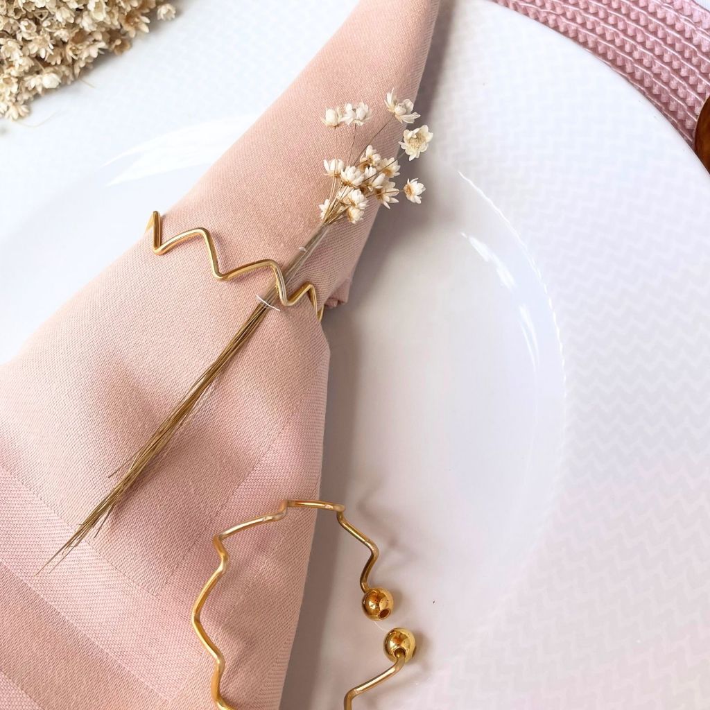 Kit 6 Anel Porta Guardanapo Casamento Mesa Jantar Ondas Dourado