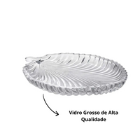 Prato de Vidro Decorativo em Formato de Folha Elegânte Pestisqueira 20 x 16,5