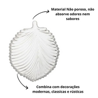 Prato de Vidro Decorativo em Formato de Folha Elegânte Pestisqueira 20 x 16,5