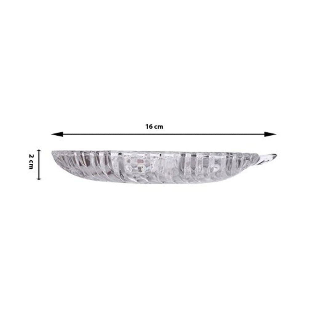 Prato de Vidro Decorativo em Formato de Folha Elegânte Pestisqueira 20 x 16,5