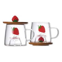 Caneca em Vidro Borossilicato com tampa de Bambu 280ml