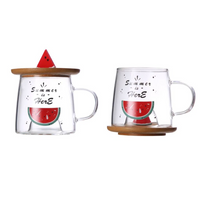Caneca em Vidro Borossilicato com tampa de Bambu 280ml