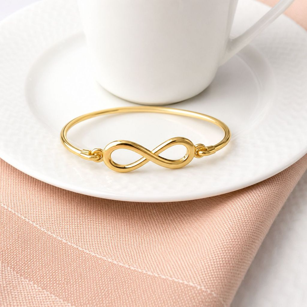 Kit 6 Anel Porta Guardanapo Infinito Dia dos Namorados Metal Dourado