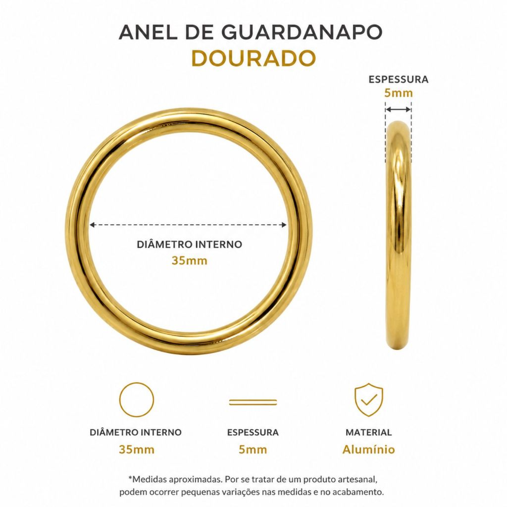 Kit 6 Anel Argola Porta Guardanapo Dourada Mesa Posta Jantar