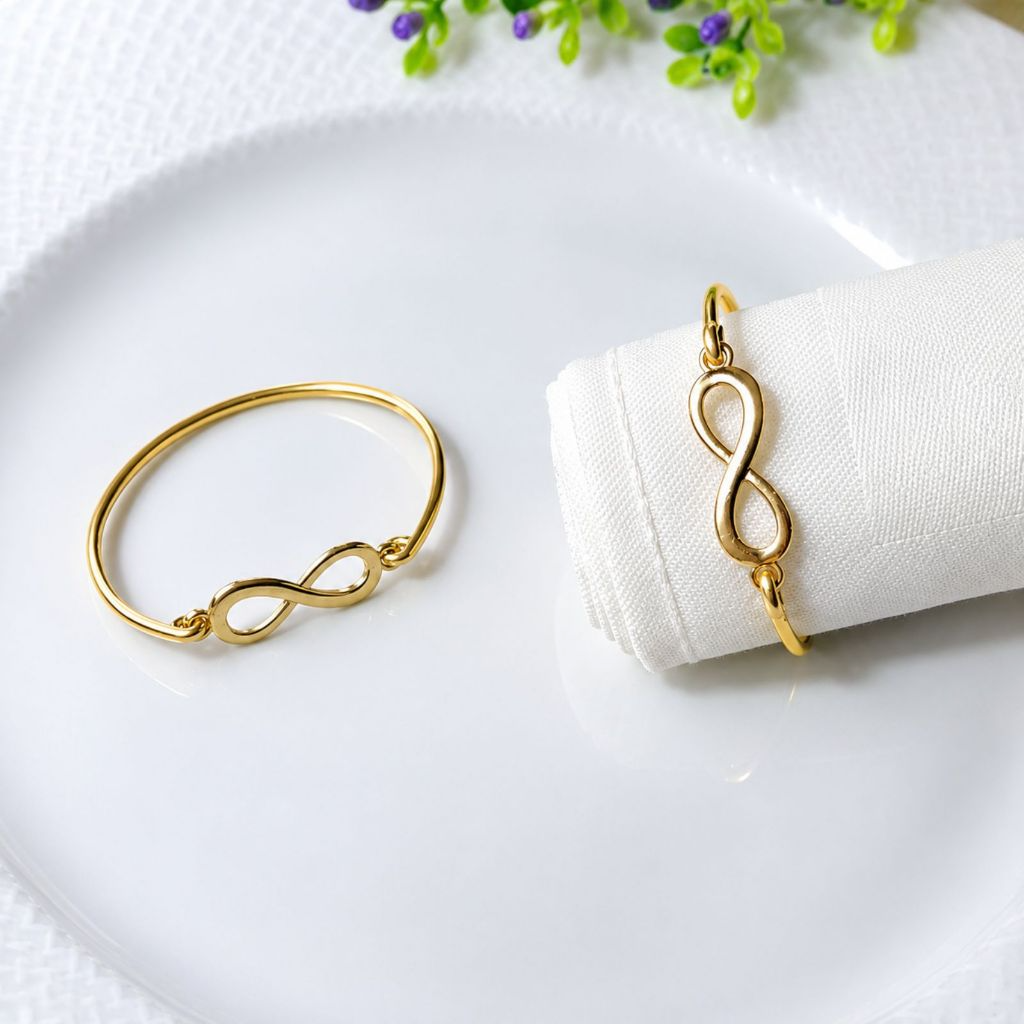 Kit 6 Anel Porta Guardanapo Infinito Dia dos Namorados Metal Dourado