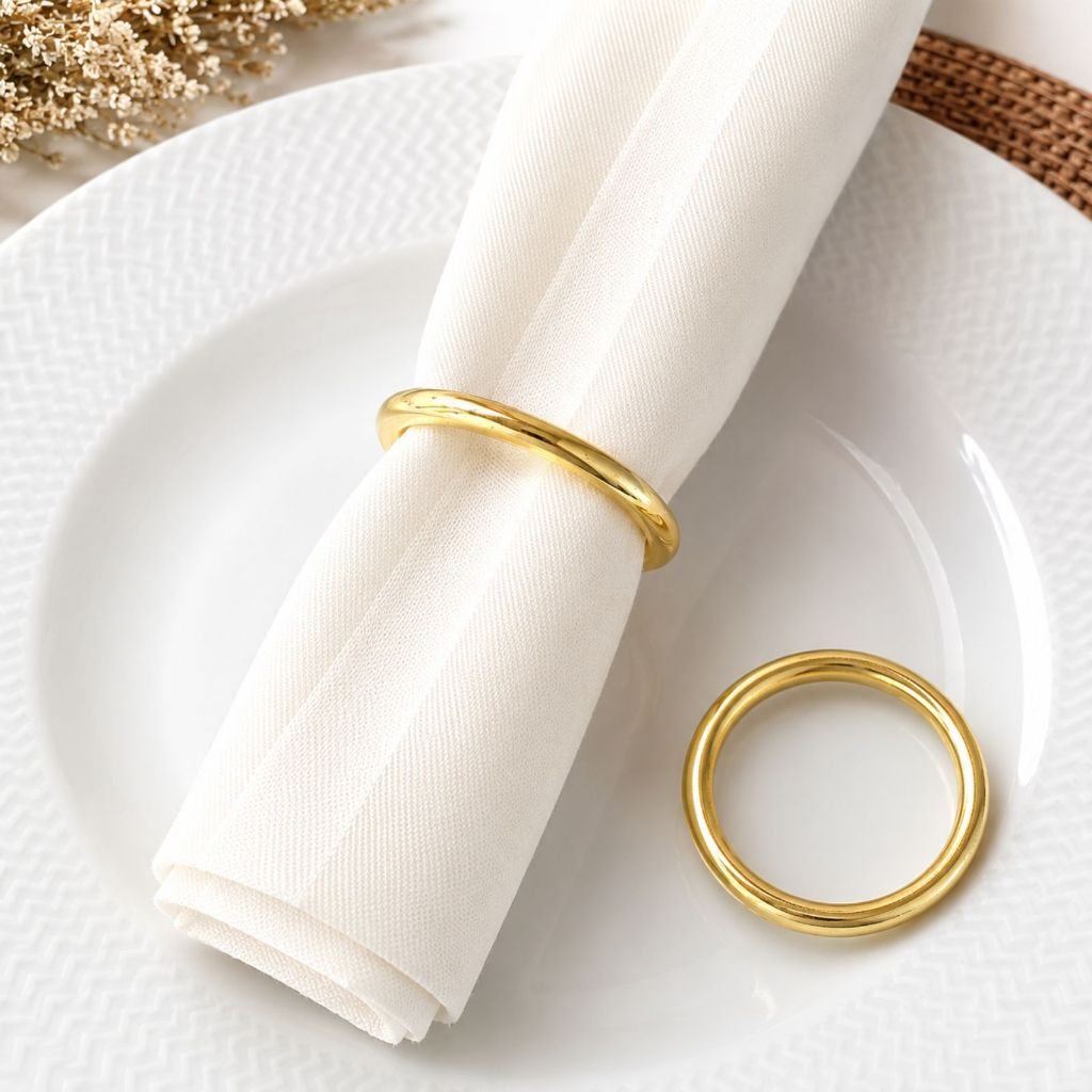 Kit 6 Anel Argola Porta Guardanapo Dourada Mesa Posta Jantar
