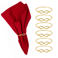 Kit 6 Anel Porta Guardanapo Infinito Dia dos Namorados Metal Dourado