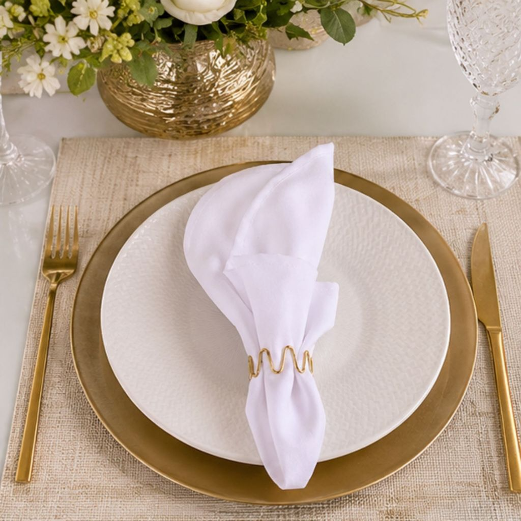 Kit 6 Anel Porta Guardanapo Casamento Mesa Jantar Ondas Dourado