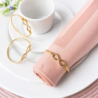 Kit 6 Anel Porta Guardanapo Infinito Dia dos Namorados Metal Dourado