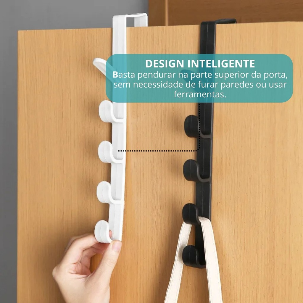 Suporte para Porta com 6 Ganchos Multiuso - Organização para seu Lar