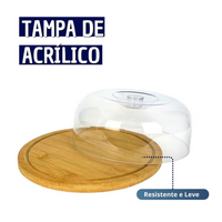 Queijeira de Bambu com Tampa de Acrílico 7,5x19