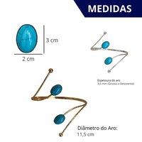 Kit 02 Prendedores de cortina de Metal Pedra Marmorizada Azul