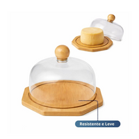Queijeira de Bambu com Tampa de Acrílico 16x16