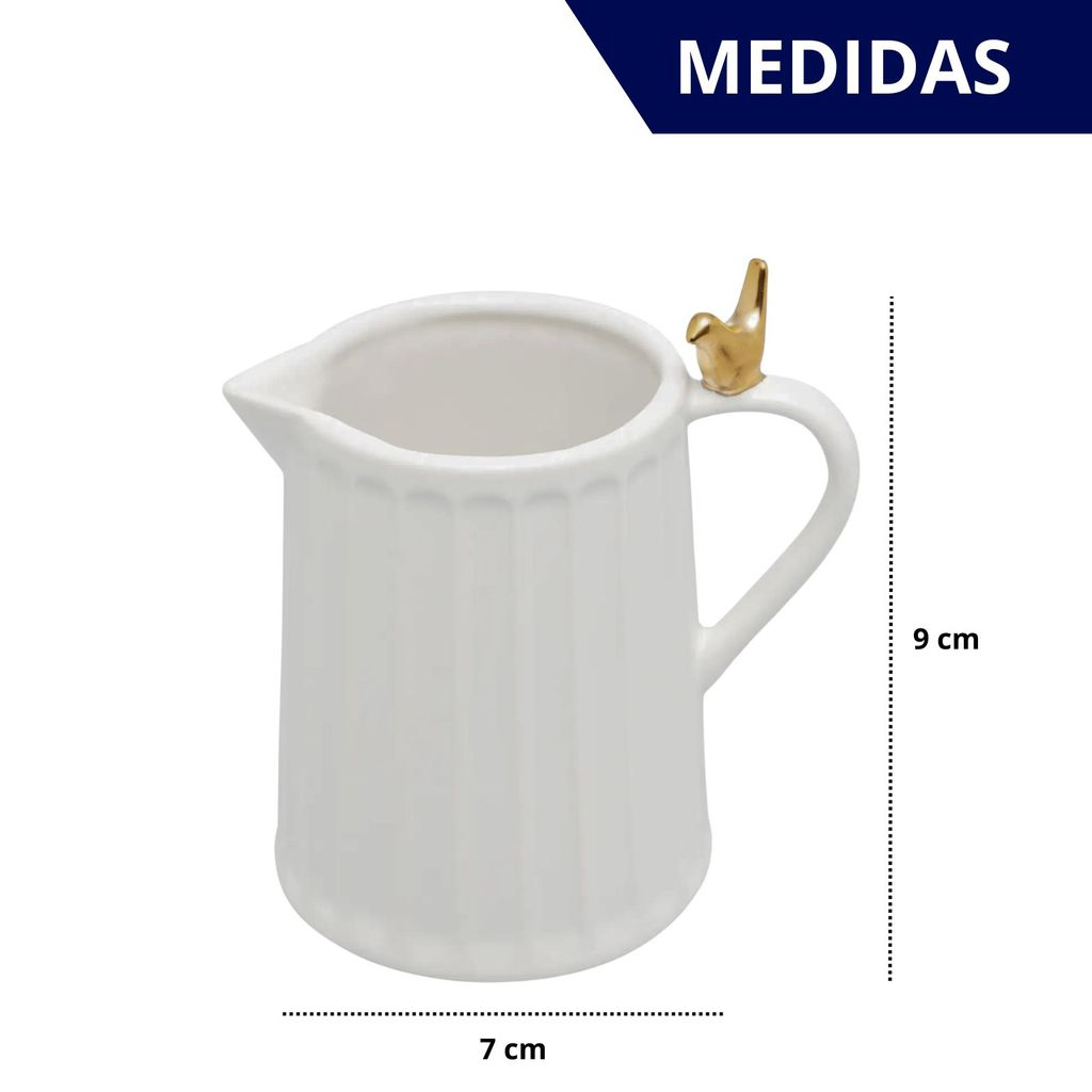 Leiteira em cerâmica com Passaro Colibri Dourado