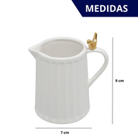 Leiteira em cerâmica com Passaro Colibri Dourado