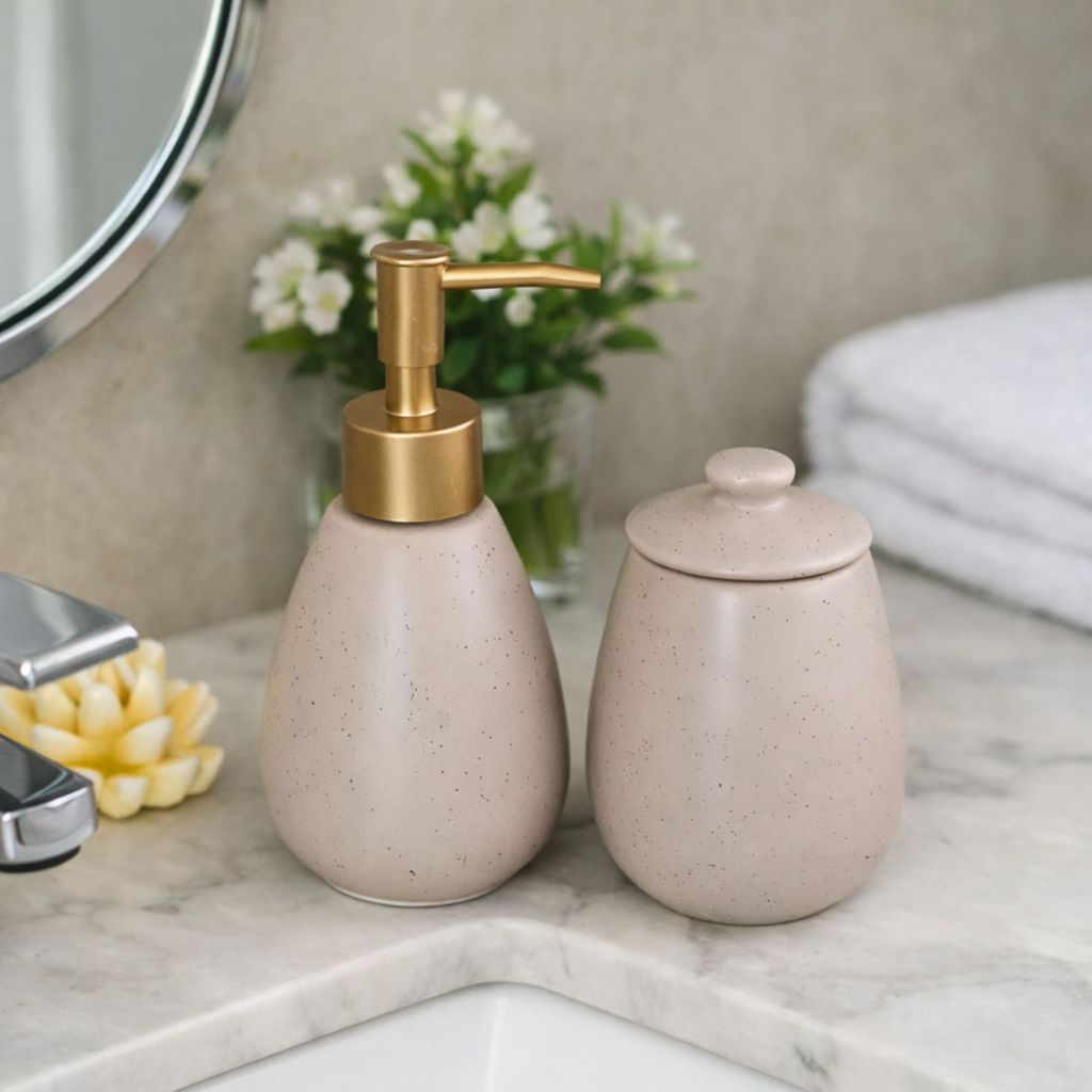 Kit Para Banheiro em Cerâmica Granilite Nude