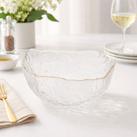 Bowl Tigela de Vidro Taj Texturizada com Fio de Ouro