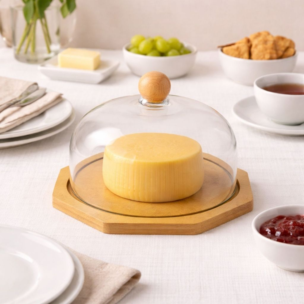 Queijeira de Bambu com Tampa de Acrílico 16x16